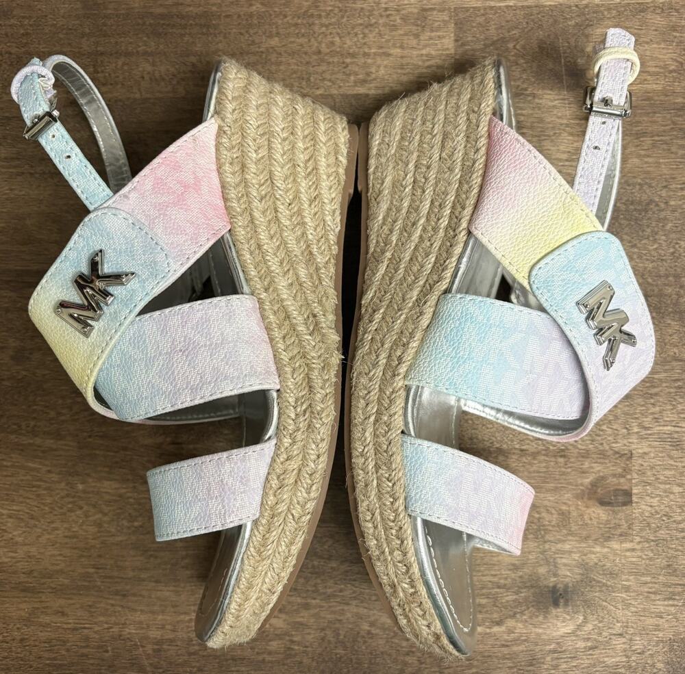 Michael Kors Pastel Sabine Monogram Espadrille Sandal- Size 4 Women's or Girls
